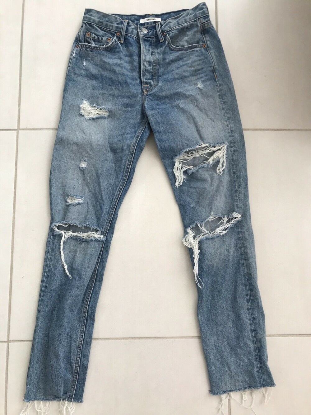Grlfrnd Karolina High Waist Distressed Cut Off Frayed Denim Jeans